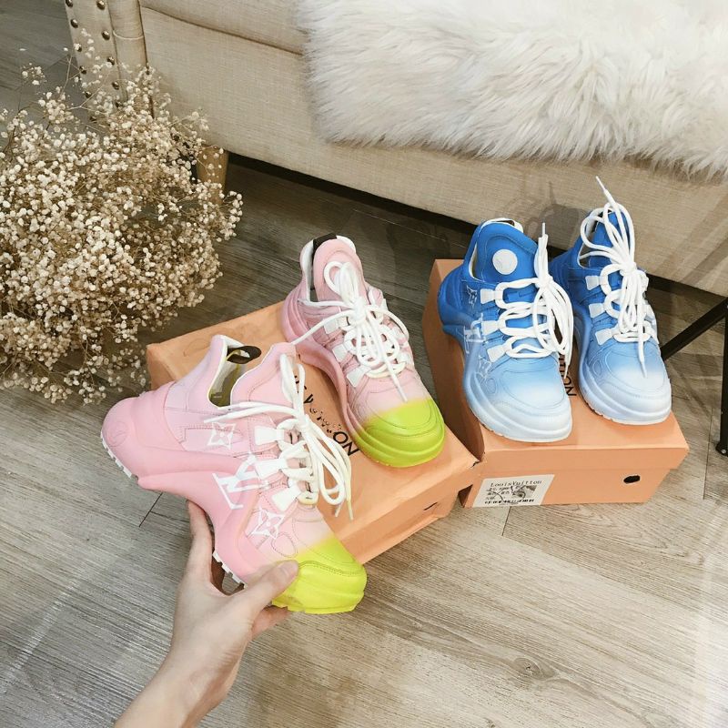 Già thể thao LV sneaker mẫu mới 2021 loang xanh hồng