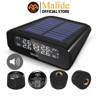 [CHÍNH HÃNG] Cảm biến áp suất lốp van ngoài Malide + màn hình hiển thị năng lượng mặt trời cảnh báo tiếng BIP - B03R02