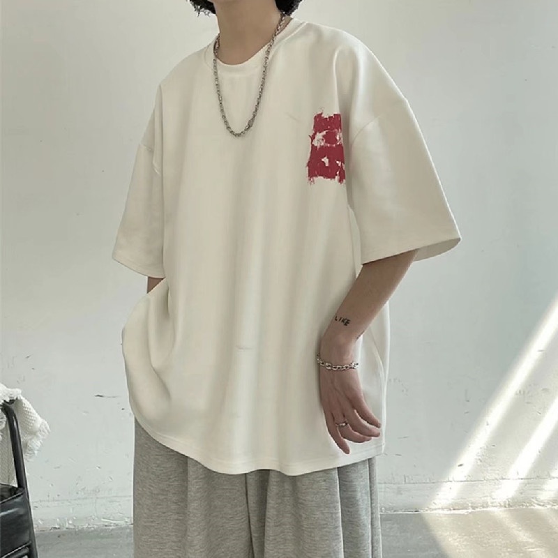 Áo Thun Ngắn Tay Form Rộng Phong Cách Hàn Quốc Dành Cho Nam