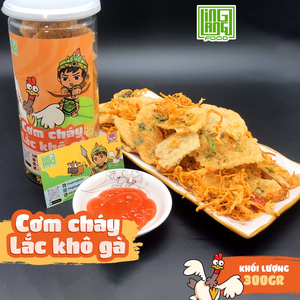 Cơm cháy lắc khô gà 300g thơm ngon Ling Lang Food, cơm cháy khô gà chuẩn vị