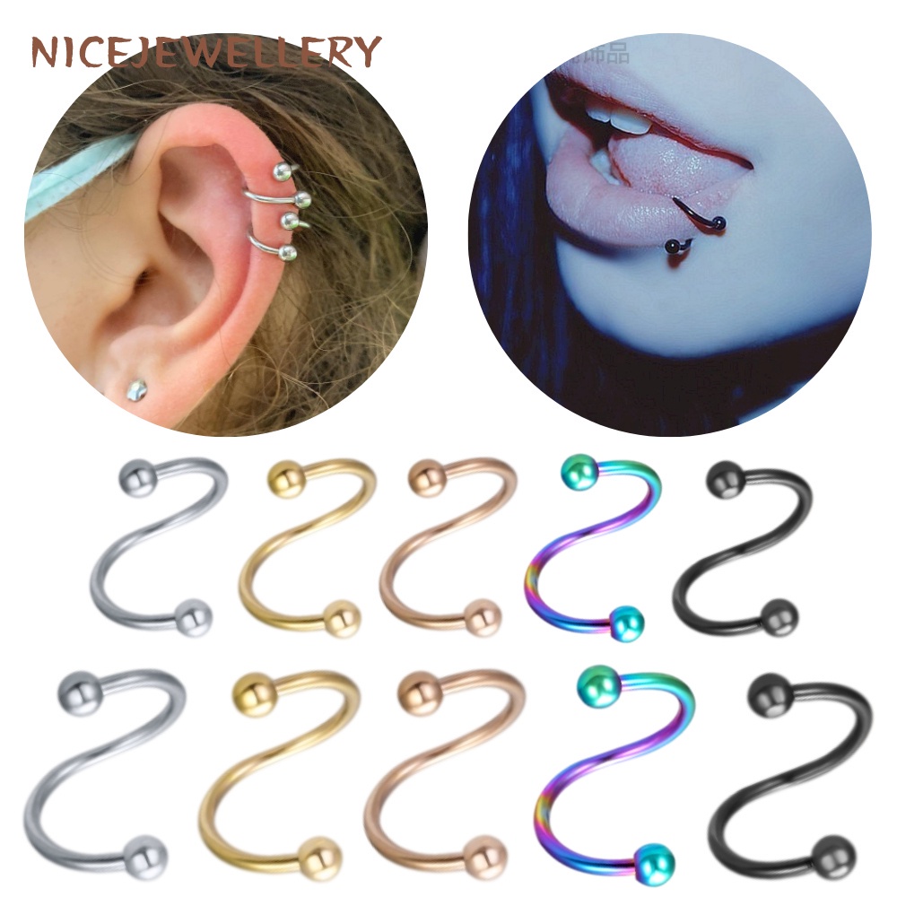 Khuyên Mũi Hình Tròn Bằng Thép Titan Màu Đen Không Gây Dị Ứng 1.2mm