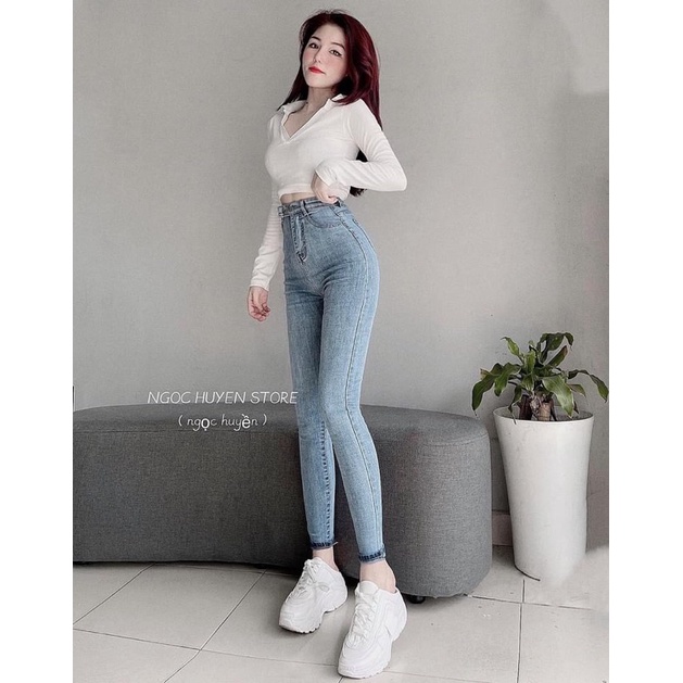 Quần jeans quai 2 khuy nắp túi