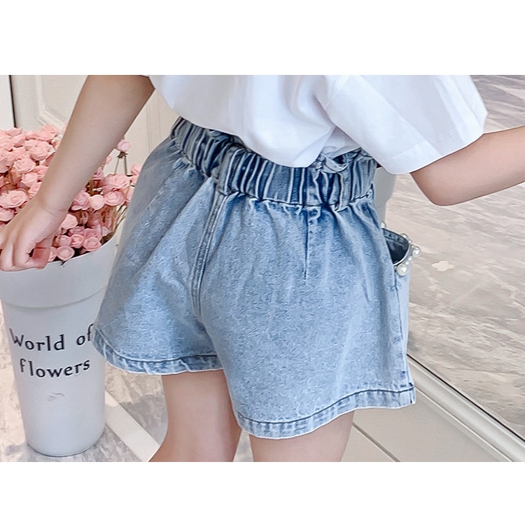 Quần short jeans Đính Hạt Thời Trang Cho Bé Từ 3-7 Tuổi