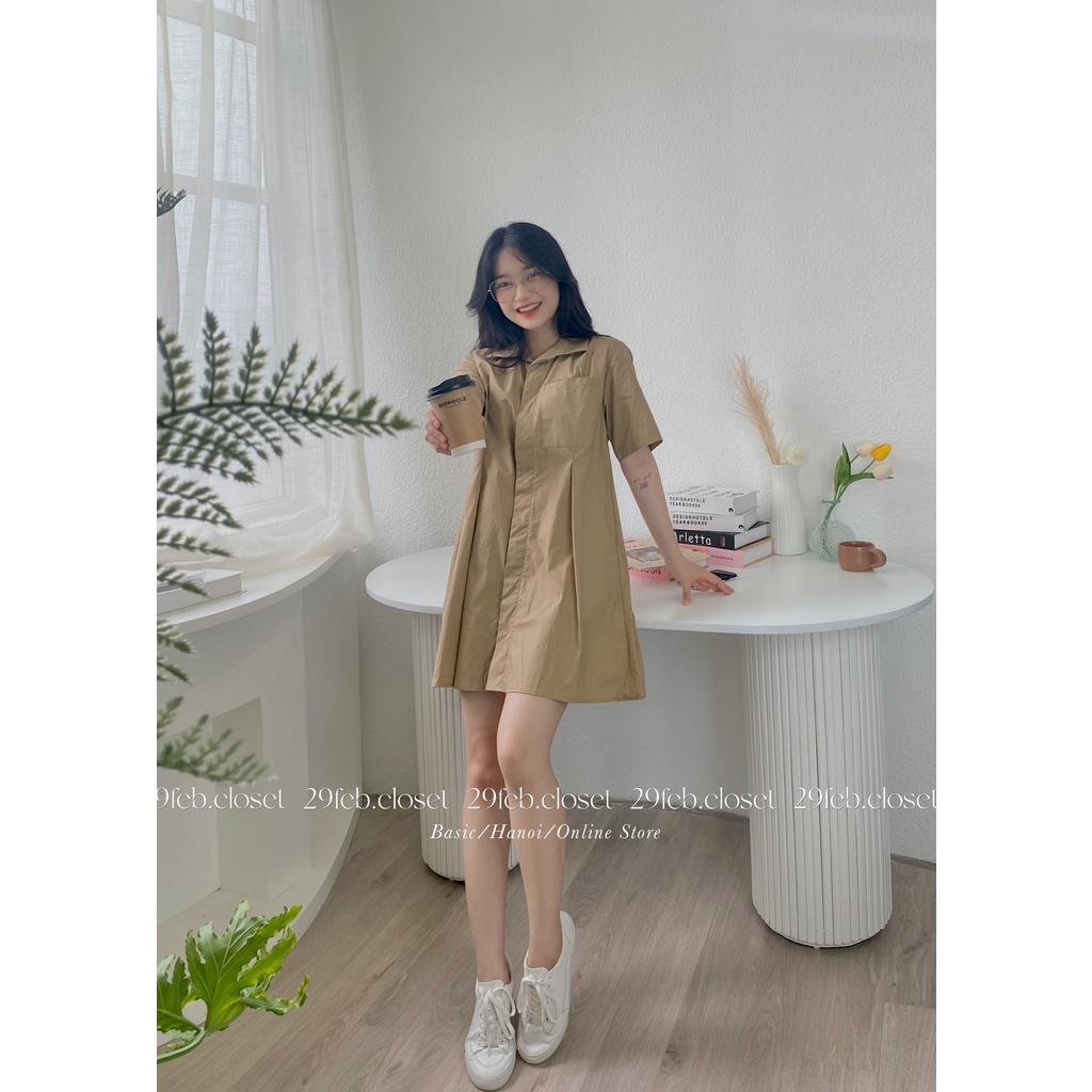 [Ảnh thật/Video] Váy sơ mi thô mềm xếp ly - 29feb.closet - V21