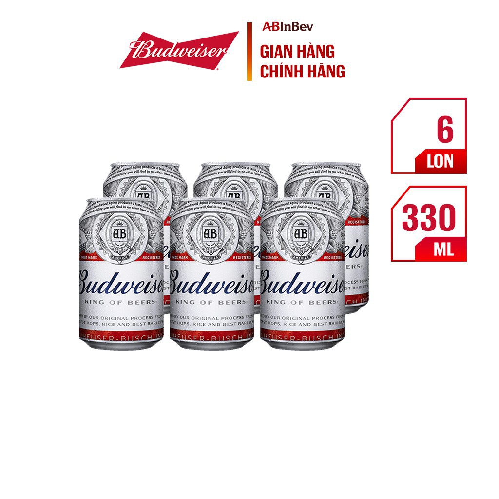 Bia Budweiser - King of Beer lốc 6 lon (330ml/lon)