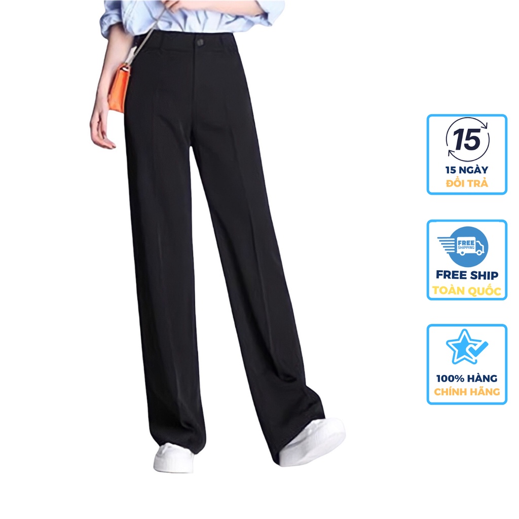 Quần Ống Suông Culottes Lưng Cao - Ống Rộng,Dáng Suông Dài Tôn Dáng,Vải Mặc Mát Thoải Mái