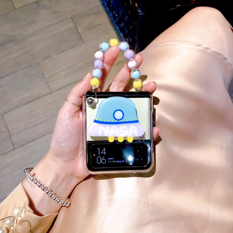 [HÀNGSẴN] Ốp Z Flip 3 / Z Flip 4 hình phi thuyền NASA có dây đeo hạt màu paste l/ Z Flip3 / ZFlip3 / Z Flip4/ ZFlip4