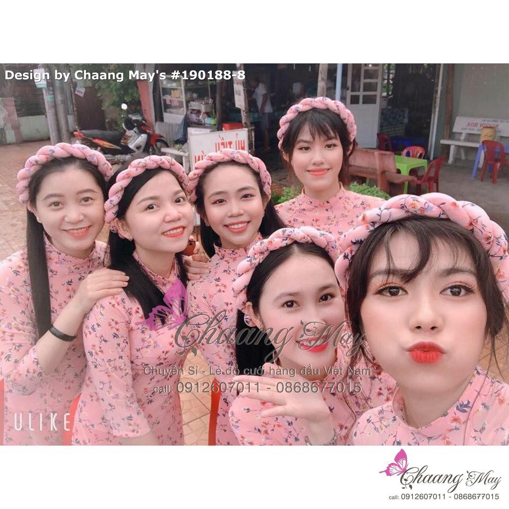 Áo dài 4 tà hoa nhí may sẵn truyền thống lụa tơ hoa voan đẹp ADHN018