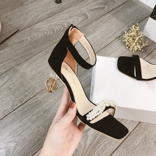Sandal cao gót quai Ngọc gót tròn lạ mắt hàng fullbox