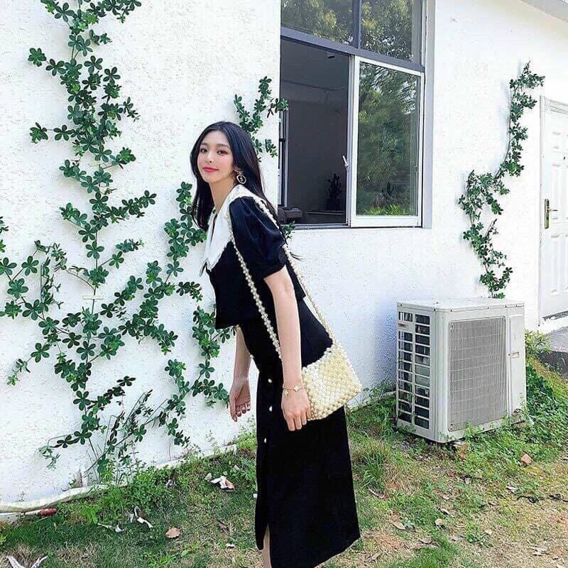 Set Váy Bèo Phối Nút Tieu Thu Giá Rẻ