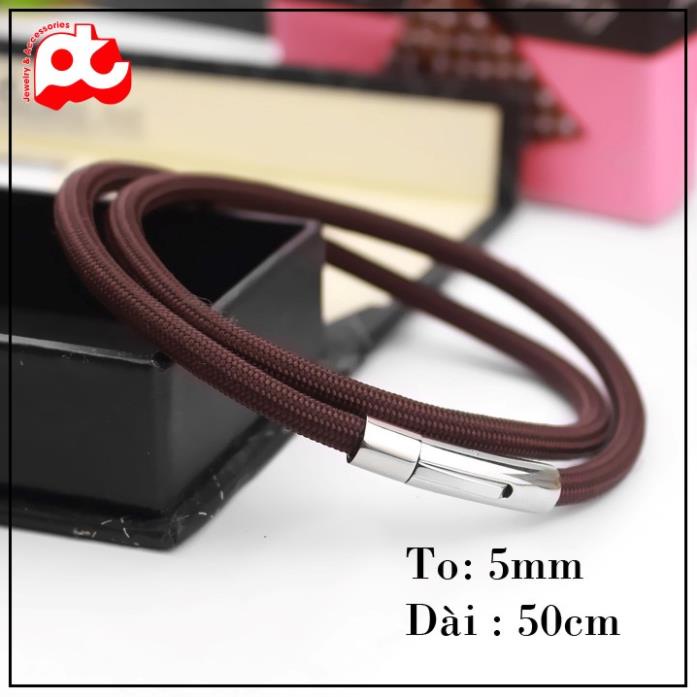 Dây chuyền dù thái thời trang PT JEWELRY kích cỡ 5mm màu nâu đen PTDCNA185