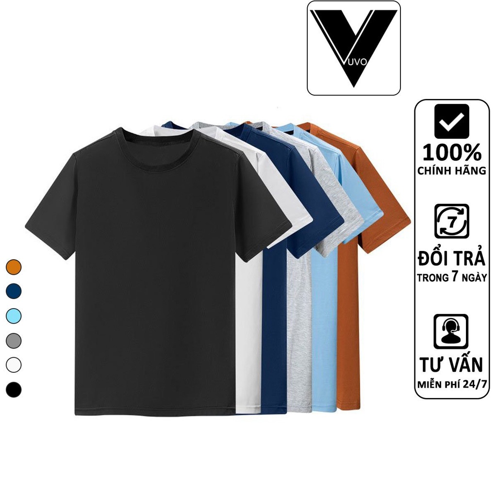 Áo Thun Nam Trơn Cổ Tròn Thương Hiệu VUVO Chất Liệu Cotton 100% Co Giãn Thấm Hút Mồ Hôi Cực Tốt Nhiều Màu