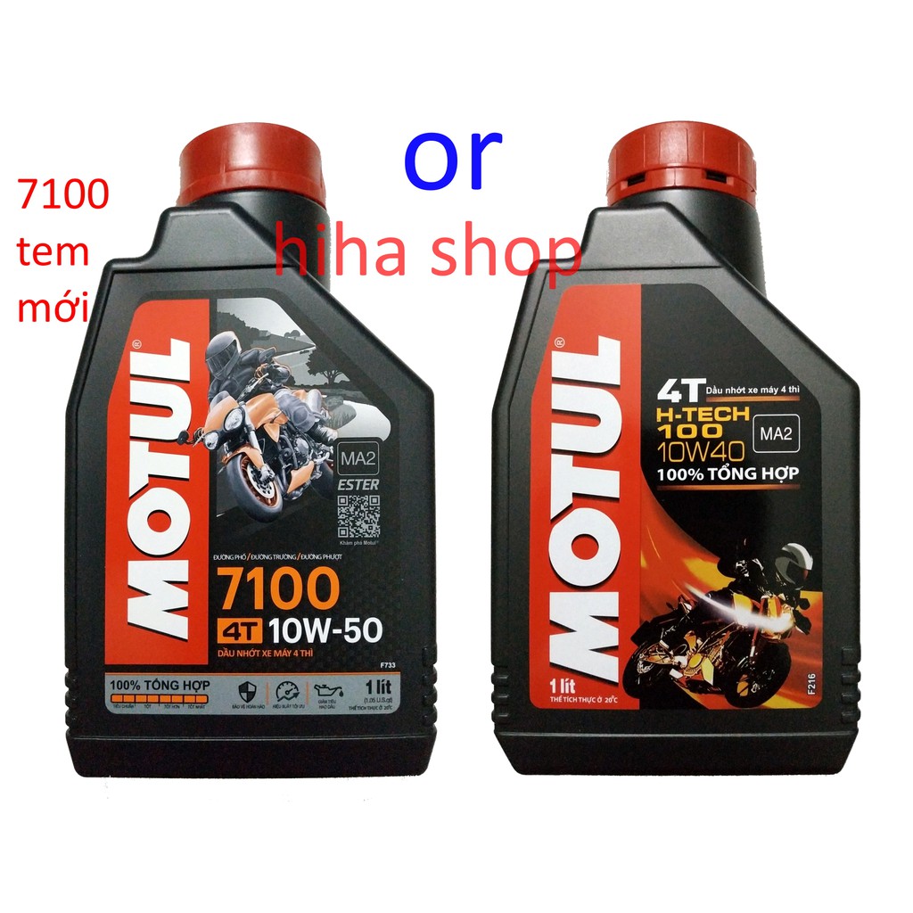 Nhớt Motul 7100 10W50, H-TECH 100 10W40 xe số tổng hợp toàn phần - Dầu nhớt xe máy 4T