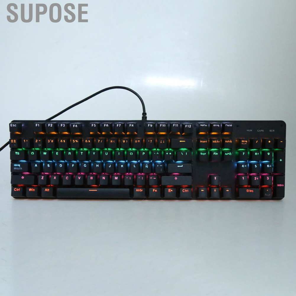 Supose PC Keyboard Color Mixed 104‑Key Spanish Blue Switch Notebook Gaming Computer Supplies