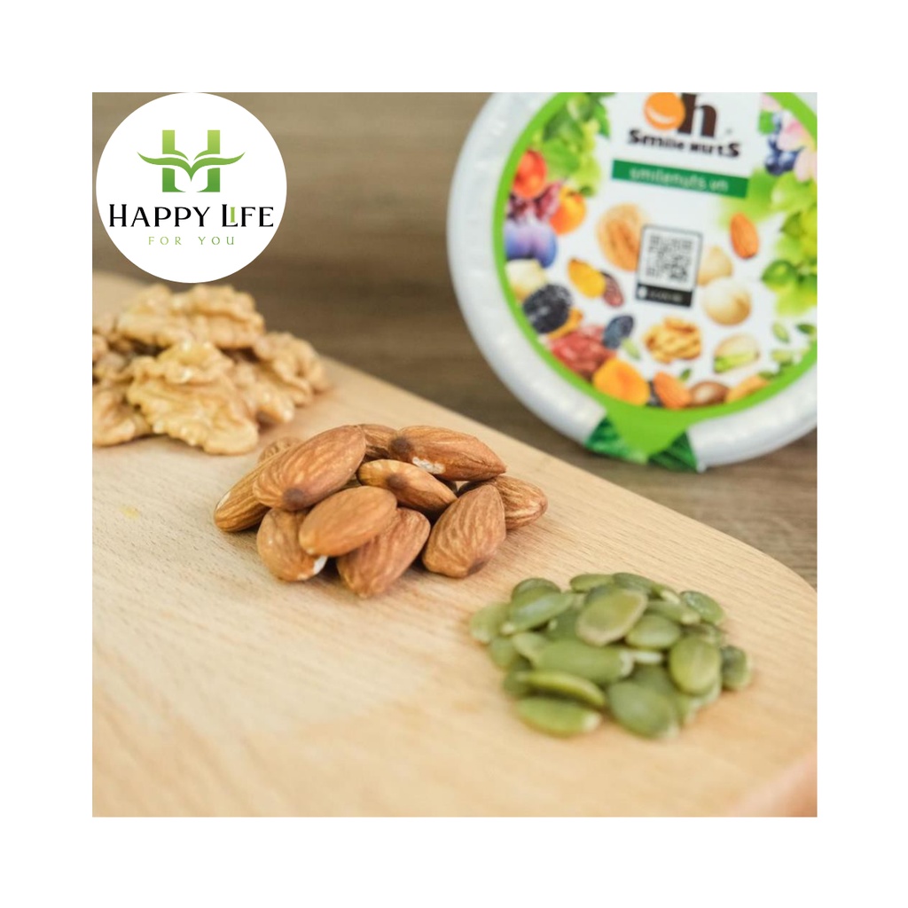 Mix 3 loại hạt óc chó - hạnh nhân- bí xanh nhập khẩu hộp 500g - Happy Life for You