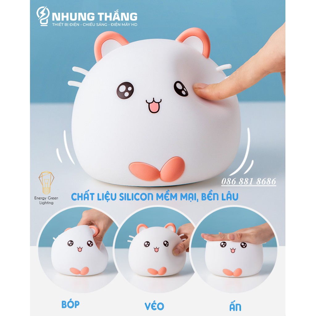Đèn Ngủ Hình Chú Chuột Dễ Thương WH-A20 - Thay Đổi Màu Sắc Tùy Thích - Silicon Mềm Mại Siêu Bền-Pin Sạc Tích Điện