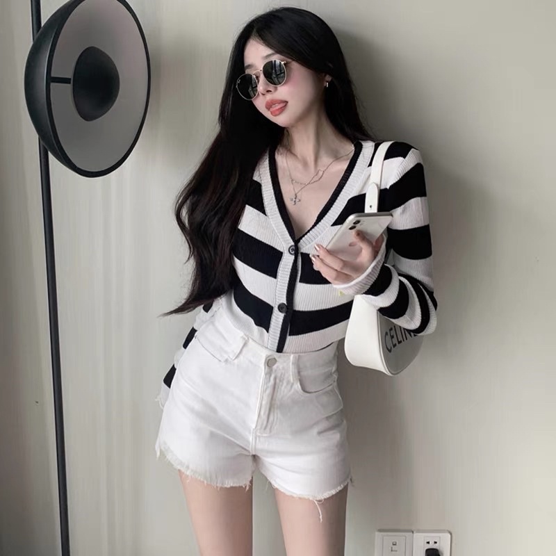 áo len cardigan dệt kim kẻ sọc ngang cá tính tag 16 (A376#)