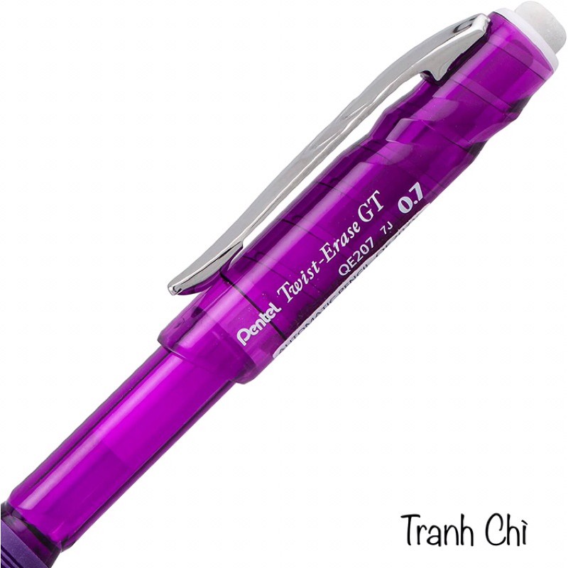 Bút chì kim bấm Pentel Twist Erase GT 0.7mm QE207 Nhật Bản gôm vặn cực dài, viết chì kim bấm