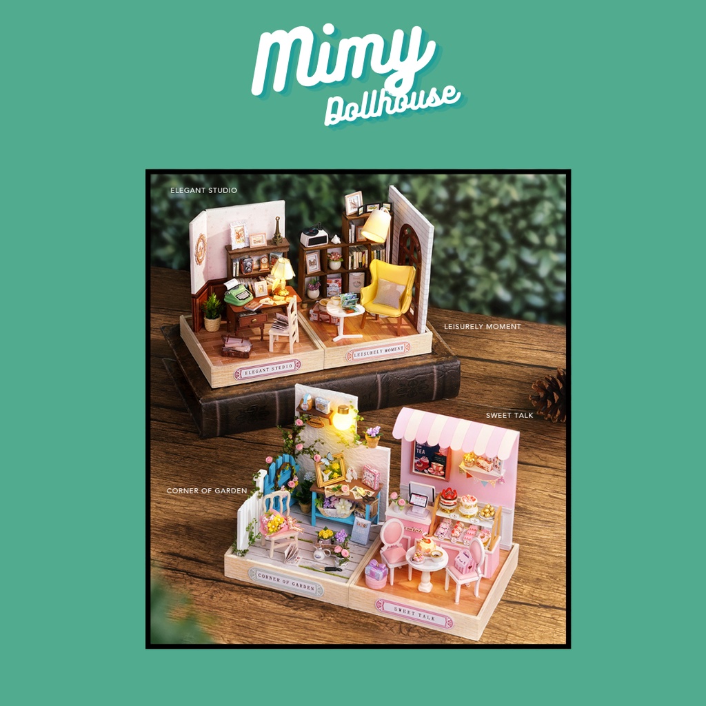 (Tặng mica, keo sữa, đèn...) Mô hình nhà búp bê gỗ Corner of Happiness 2 tự lắp ráp DIY dollhouse