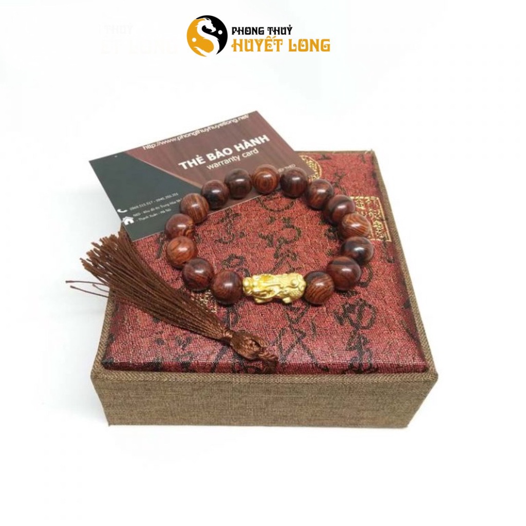 Vòng Gỗ Sưa Đỏ Mix Tỳ Hưu Bạc Xi Vàng, Vòng Tay Phong Thủy Cầu Bình An - May Mắn - Tài Lộc