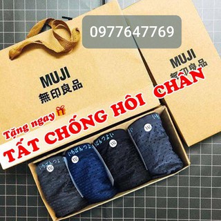 Hộp 4 chiếc quần lót nam quần sịp đùi thông hơi muji - kèm hộp sang trọng