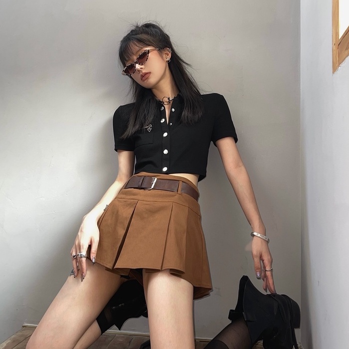 Chân váy Cowboy kèm belt bản to cá tính thời trang Becky