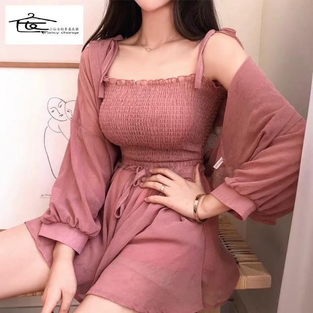 Bộ Áo Voan Kèm Quần Ống Rộng Thời Trang Mùa Hè Dành Cho Nữ~2022