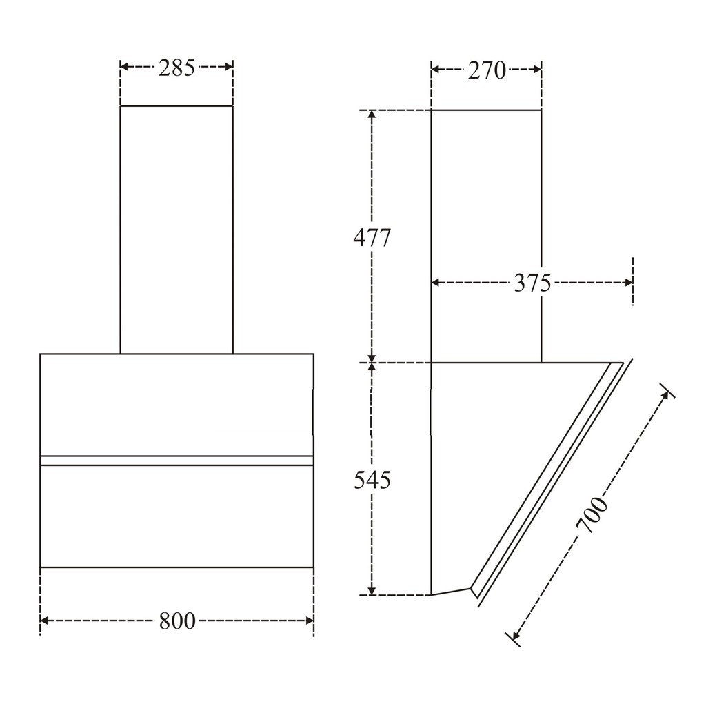 [Mã 55ELSALE2 giảm 5% đơn 3TR] Máy hút mùi kính vát cảm ứng Canzy SB08 (có điều khiển từ xa)