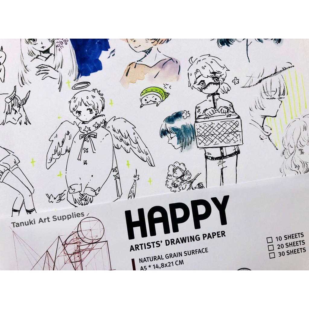 Giấy Happy Artist's Drawing (tập 10 tờ) size A3, A4, A5( 200gsm)