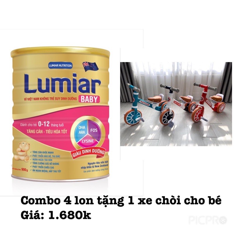 Tặng quà - combo 4 lon sữa bột Lumiar baby 900g