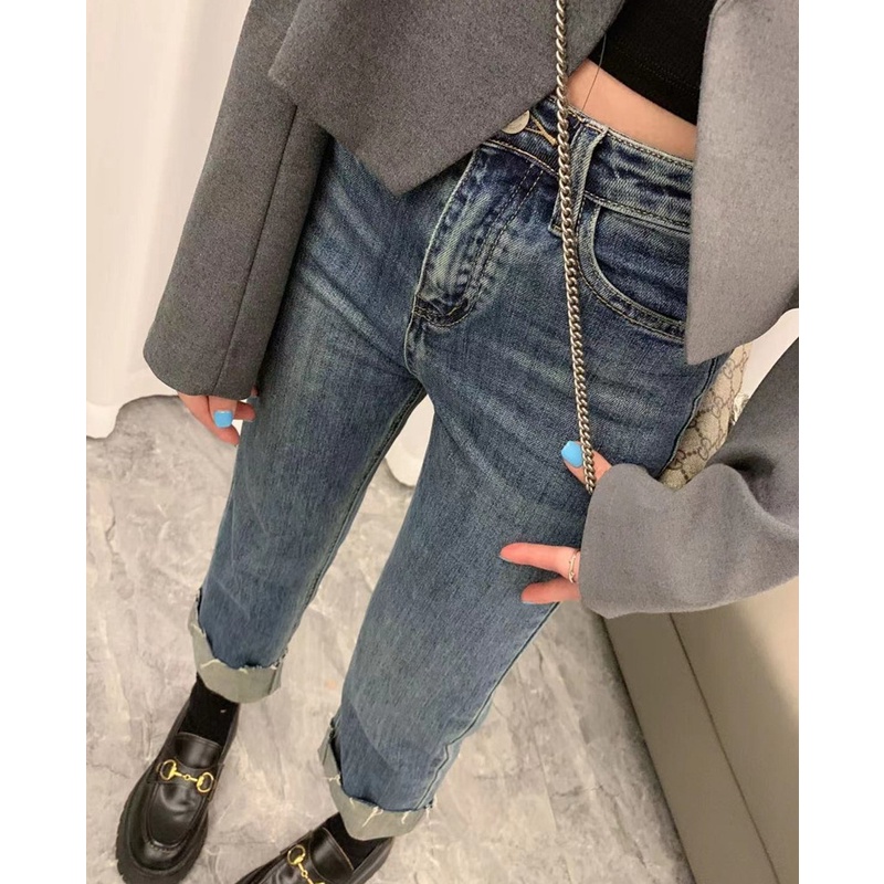 Quần Jeans Nữ Lưng Cao Ống Đứng Thời Trang