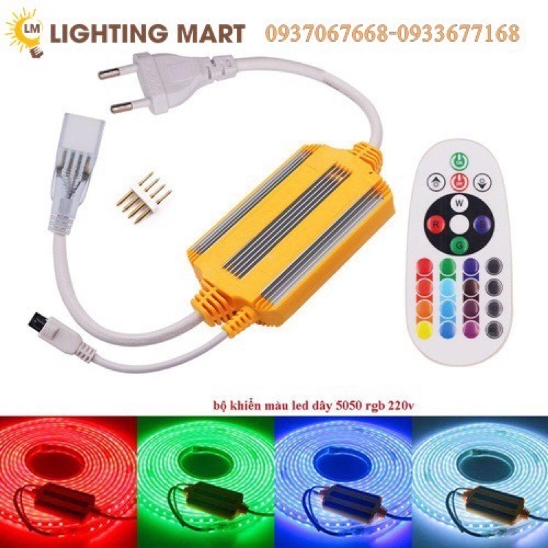 Combo 5 Mét Dây Led đổi màu 5050 RGB 220V + 01 bộ nguồn Remote