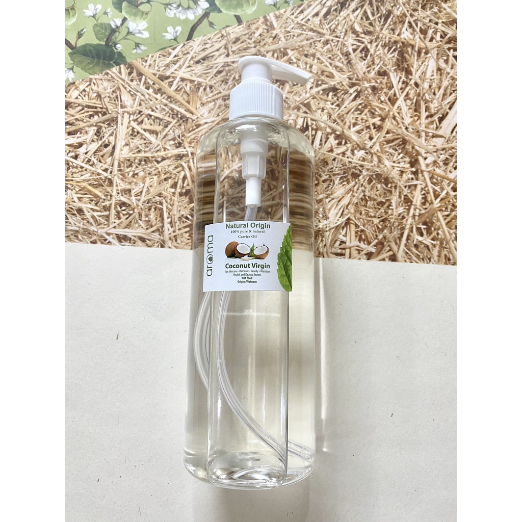 Dầu dừa ép lạnh nguyên chất dưỡng da, ủ tóc, dưỡng dài mi Aroma 500ml (chai)