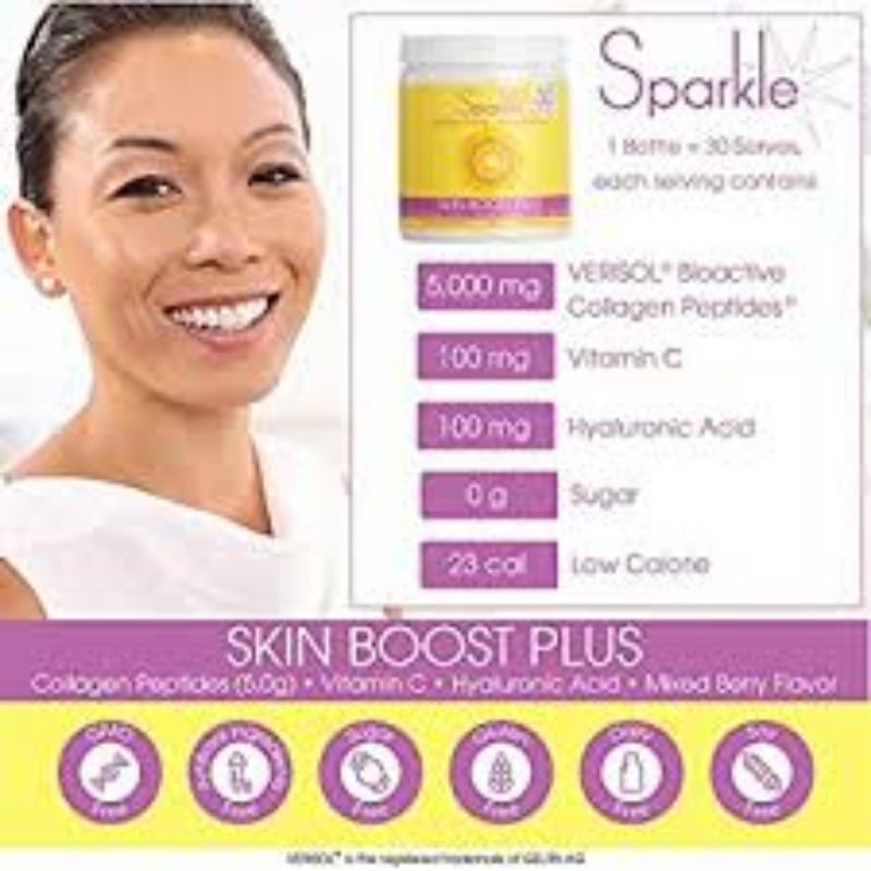 Bột Verisol Collagen Peptides 5000mg Siêu Hấp Thu Chống Lão Hóa, Trắng Da Hydrolyzed Marine collagen peptide Sparkle