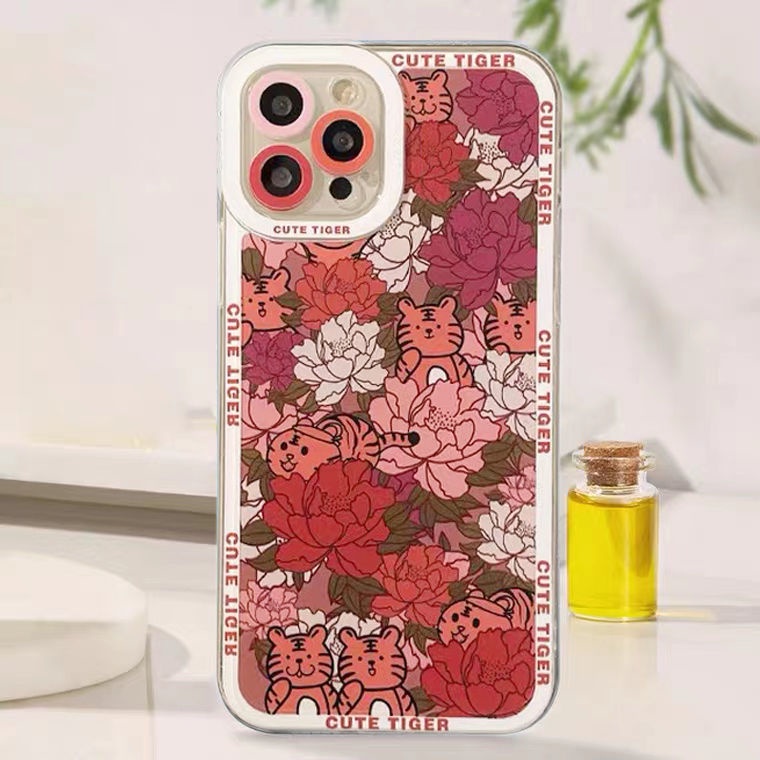 Ốp Điện Thoại TPU Silicon Mềm Trong Suốt Hình Hoa/Hổ Cho Iphone 12 13 SE 6 6S 7 8 Plus X XS XR 11 Pro Max