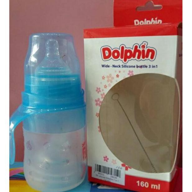 Bình sữa sillicon 3 trong 1 cổ rộng Dolphin 160ml