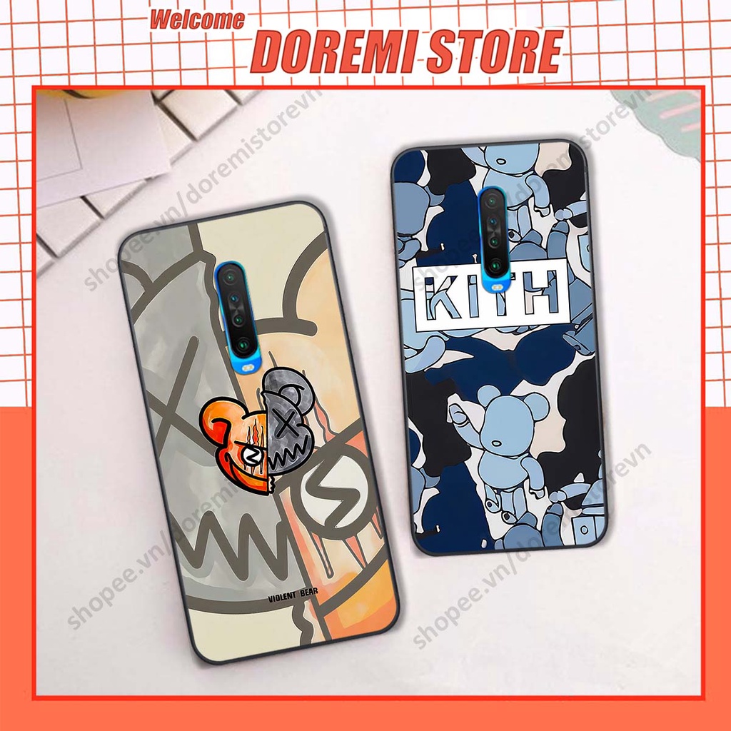 Ốp lưng Xiaomi Redmi K30 / Redmi K30 5G hình kaws, kith, bear brick nổi 3D phong cách độc đáo