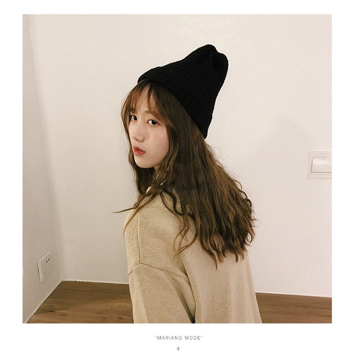 Mũ dệt kim màu trơn ấm áp thời trang thu đông Hàn Quốc trẻ trung dành cho cặp đôi