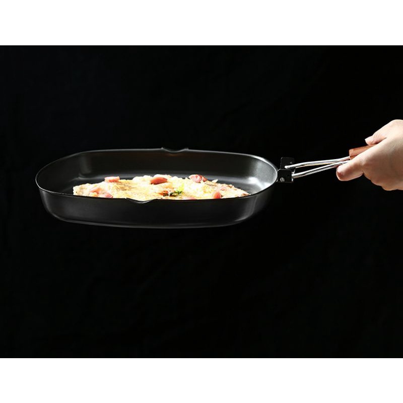 Chảo chống dính tay gập bằng gỗ tiện lợi 24cm (bản đế dày),,,