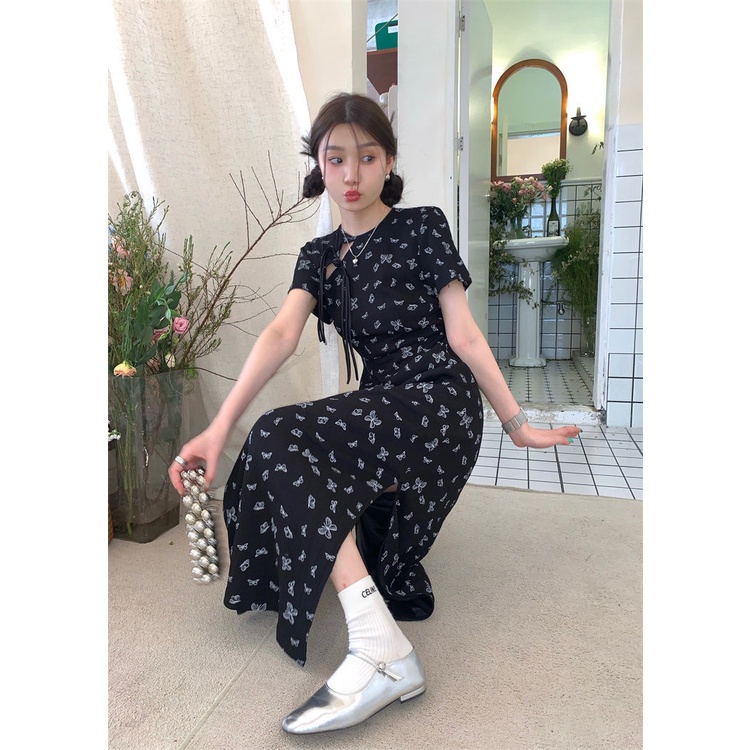 Đầm Sườn Xám Dáng Dài Hở Lưng Phong Cách Trung Hoa Thời Trang Mùa Hè 2022 Mới