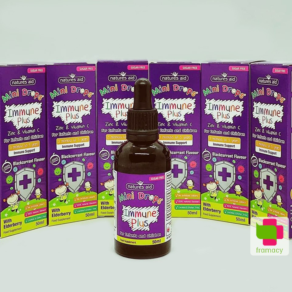 Vitamin Natures Aid Mini Drops Immune Plus, Anh (50ml giọt) giúp tăng đề kháng cho bé từ sơ sinh