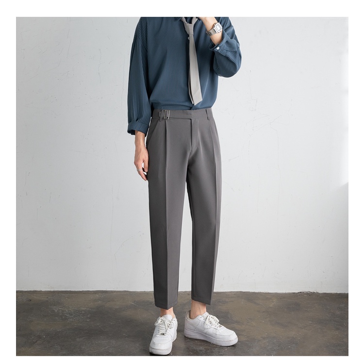 Quần tây nam màu trơn thanh lịch thời trang xuân thu phong cách Hàn Quốc
