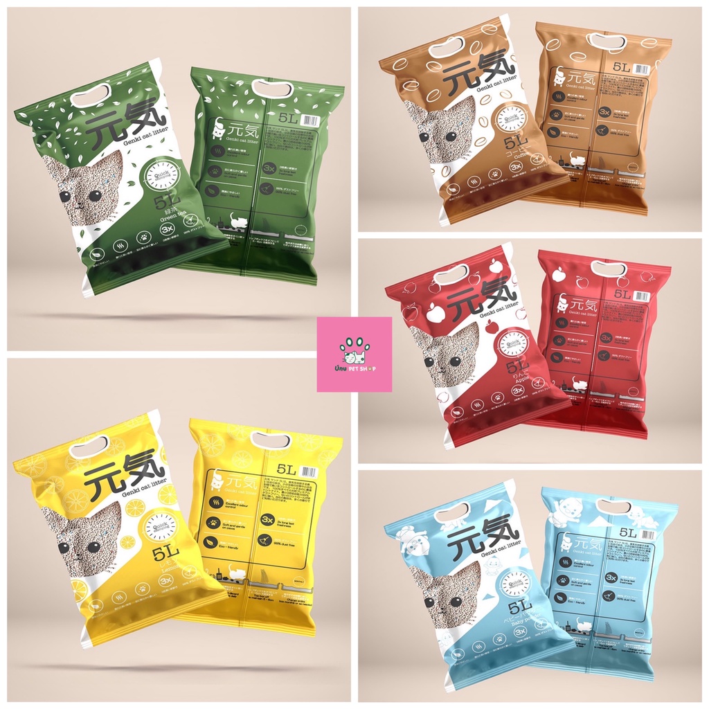 Cát vệ sinh GENKI Nhật Bản cho mèo - Túi 5L - Ú Nu Pet Shop