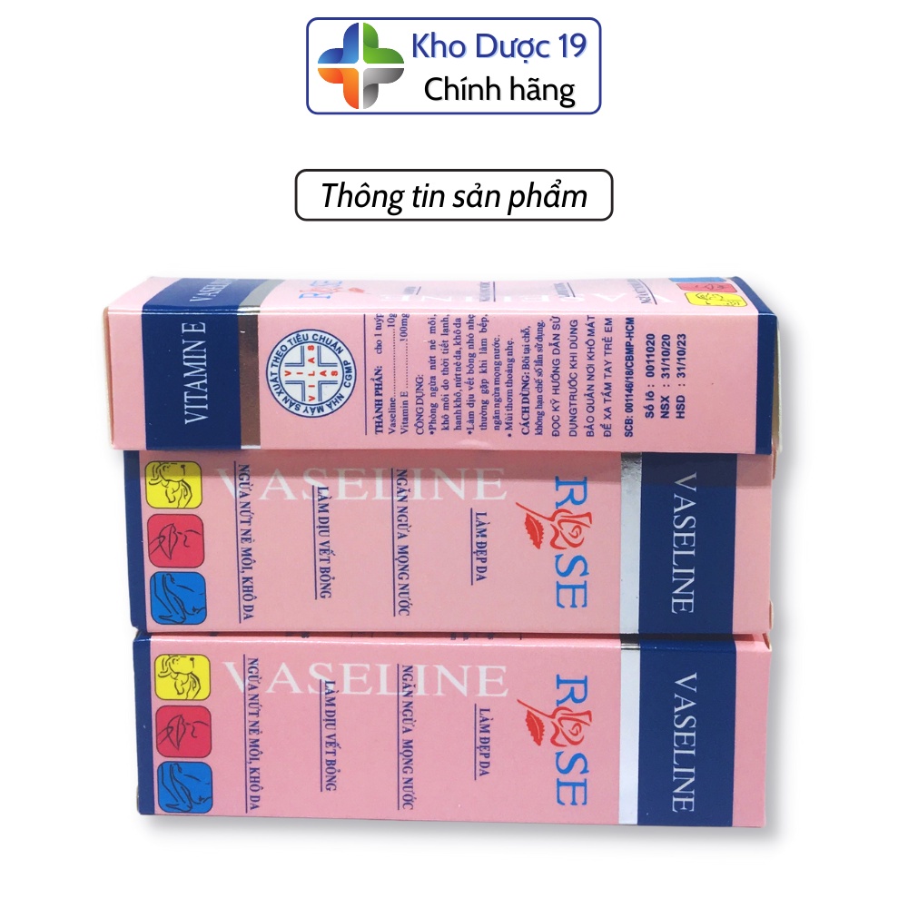Kem VASELINE ROSE Giúp Phòng Ngừa Nứt, Nẻ, Khô Môi, Kem Dưỡng Vaseline Làm Dịu Vết Bỏng Tuýp 10gram