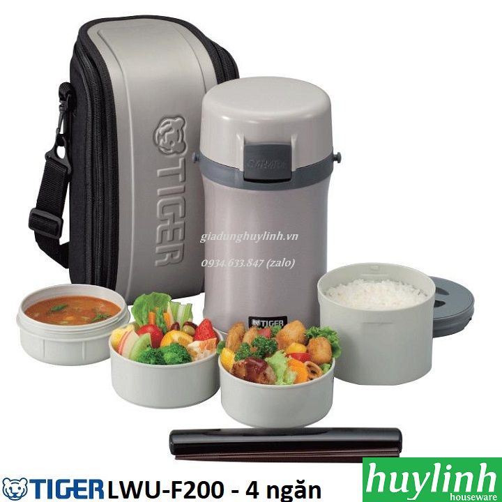 FREESHIP Cà men hộp cơm giữ nhiệt Tiger LWU-F200 - 4 ngăn