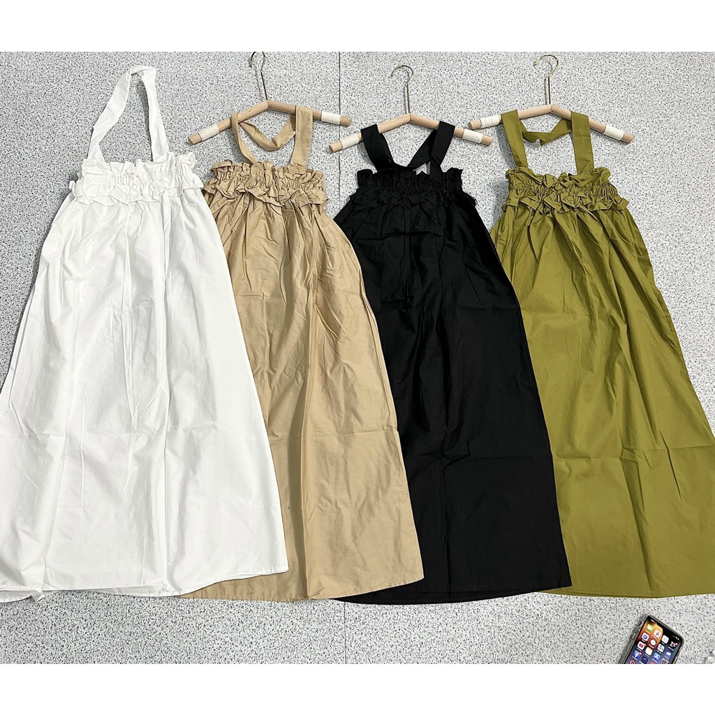 (Ảnh thật) Váy maxi chất thô bo chun kèm dây cổ the.sweaterweather TSW