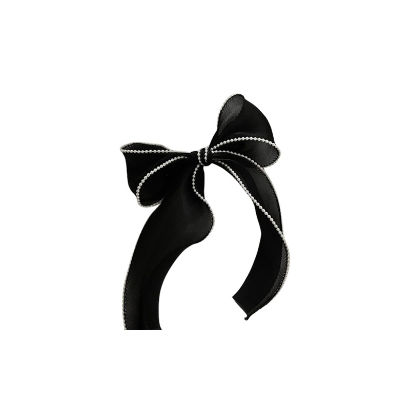 Kẹp tóc nơ vải Hàn Quốc viền hạt châu xinh xắn cho nữ