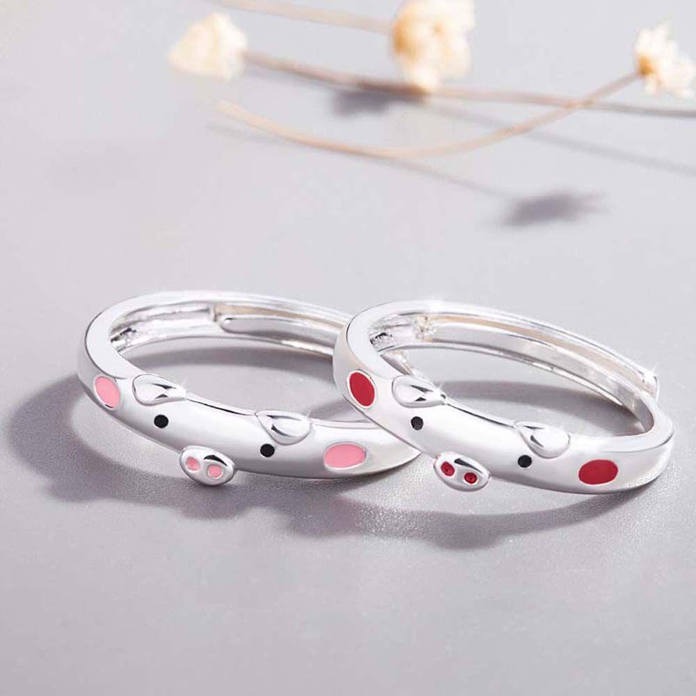 Nhẫn Hở Tráng Men Hình Chú Heo Dễ Thương Có Thể Điều Chỉnh Cho Nữ