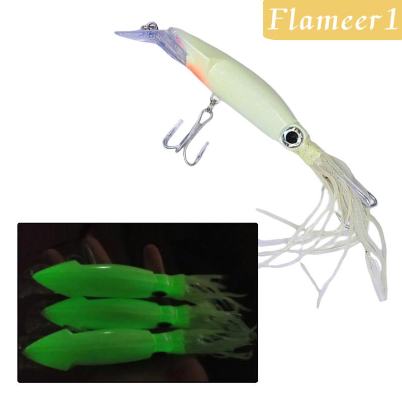 [Flameameer1] Mồi Mực Dạ Quang Giống Thật 8.6in Cho Nước Mặn