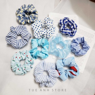Dây buộc tóc Scrunchies tông xanh
